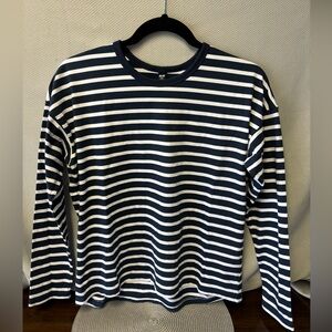 Uni QLO navy and white striped long sleeve tee. Size XXS